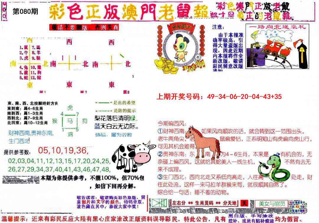 080期彩色正版澳门老鼠报[图]